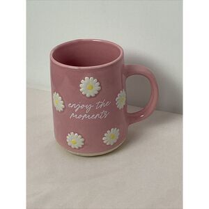 New Pink "Enjoy The Moments" Modern Expressions Daisies Mug Cup